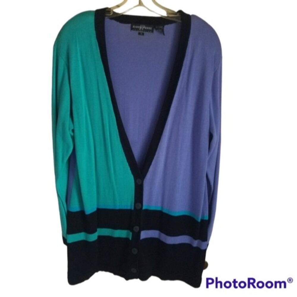 Vintage Jeanne Pierre Purple, Teal and Black Cardin Size Medium
